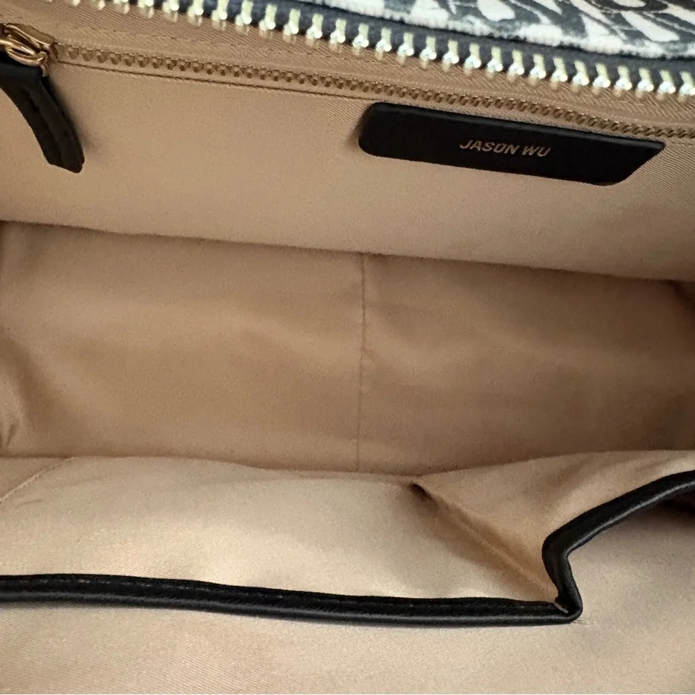 JASON WU Canvas Tote Bag Remmy Logo Print Black and Cream‎